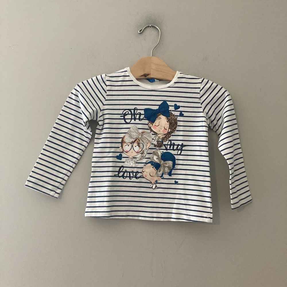 $14 ADD ON mayoral long sleeve‎ stripe graphic tee 3Y Zara Baby Gap Mini Boden